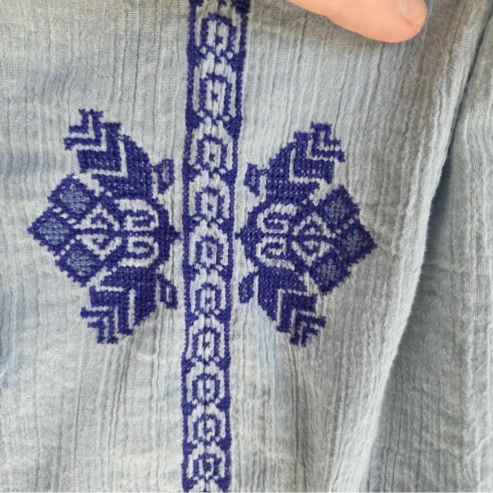 J crew gauze boho blue lightweight blouse - Picture 6 of 11